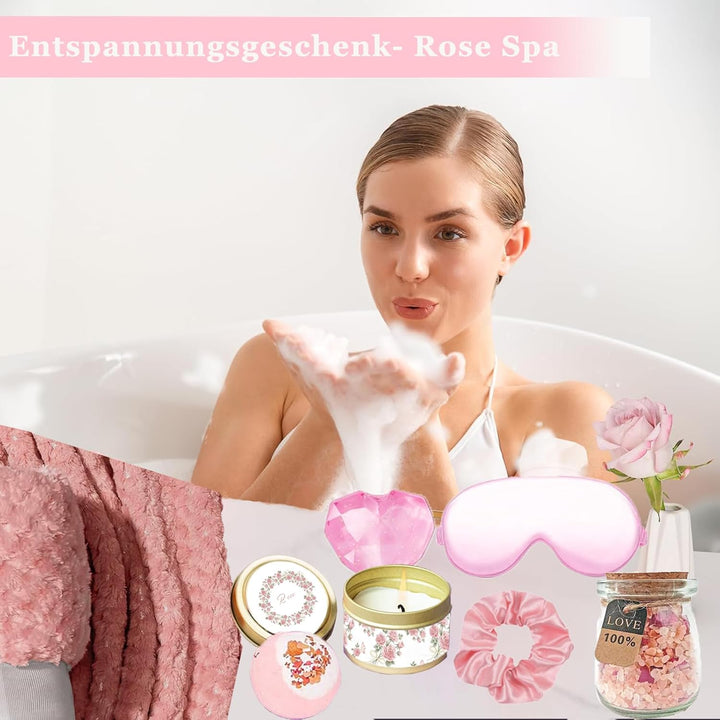 Geburtstags Geschenke set für Frauen Freundin Frau Mama Kollegin Schweste Rosa, Rosa