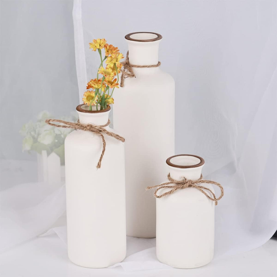 Weisses Keramik-Vasen-Set – 3 kleine Vasen, Boho-Vasen, Moderne Bauernhaus-Wohnkultur-Akzente, Wohnz