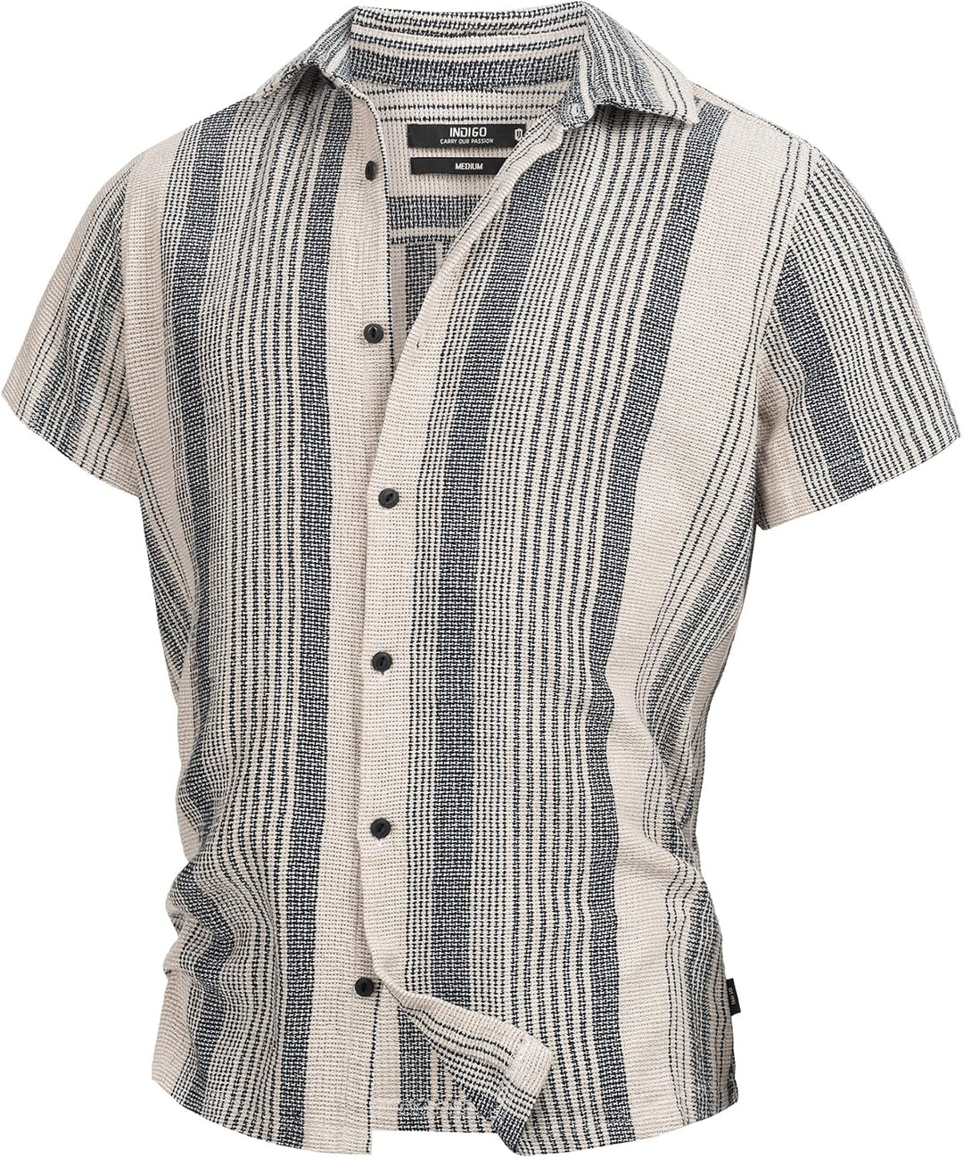 Indicode Herren INCosby Kurzarmhemd mit Button-Down-Kragen | Herrenhemd gestreift Kurzarm Hemd XXL B