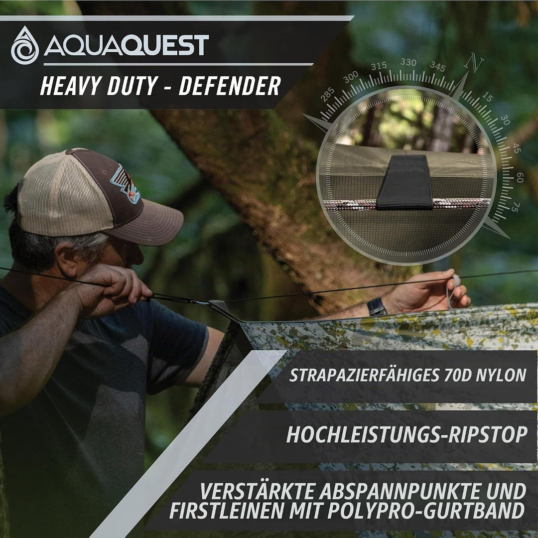 AQUAQUEST Safari wasserdichte Camping-Plane - Leichter Sonnenschutz oder Regenschutz - Wandern, Ruck