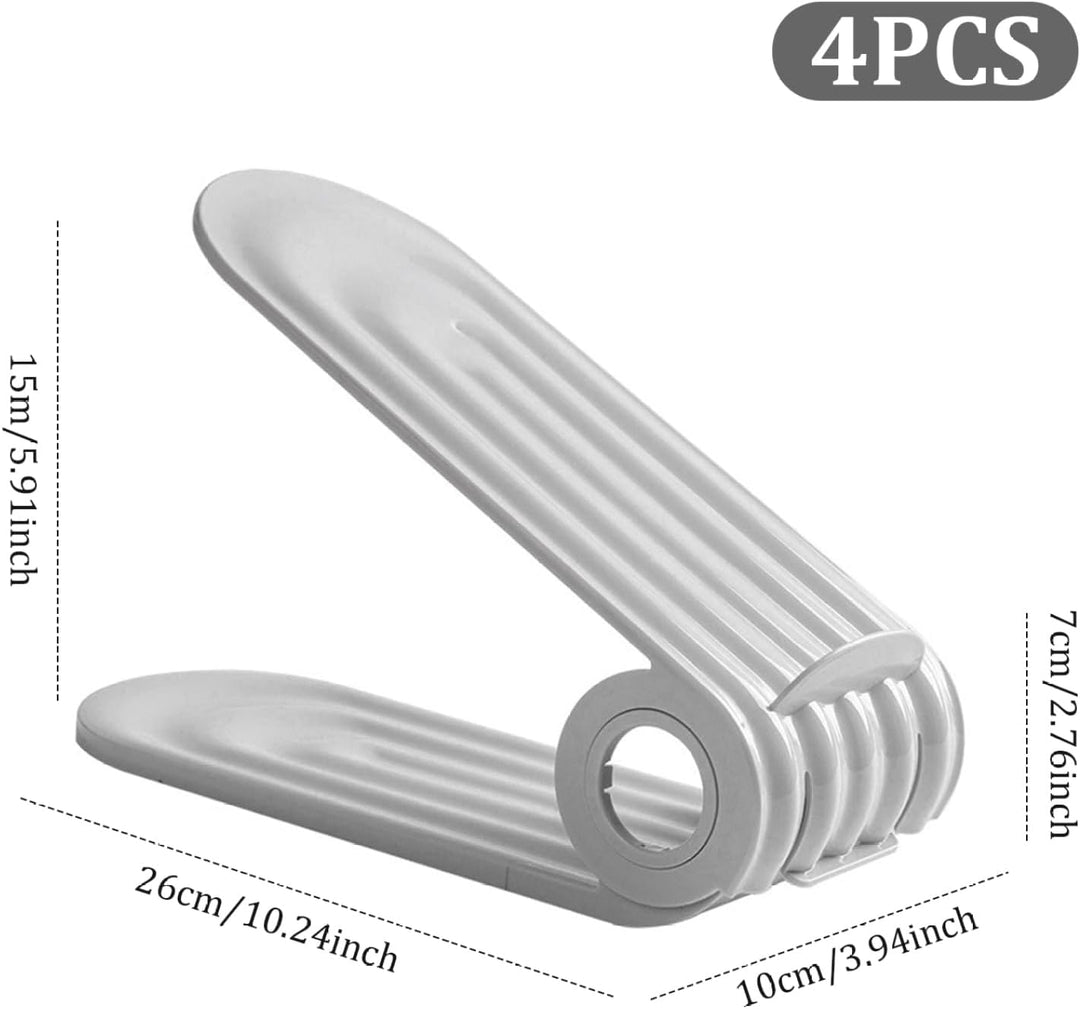 Schuhschlitz-Organizer, 4 Stück, verstellbarer Schuhstapler, 4 Ebenen, PP, platzsparend, zweilagige