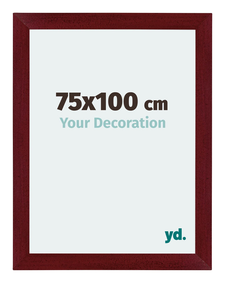 yd. Your Decoration - Bilderrahmen 75x100 cm - Weinrot Gewischt - Billderrahmen aus MDF mit Acrylgla
