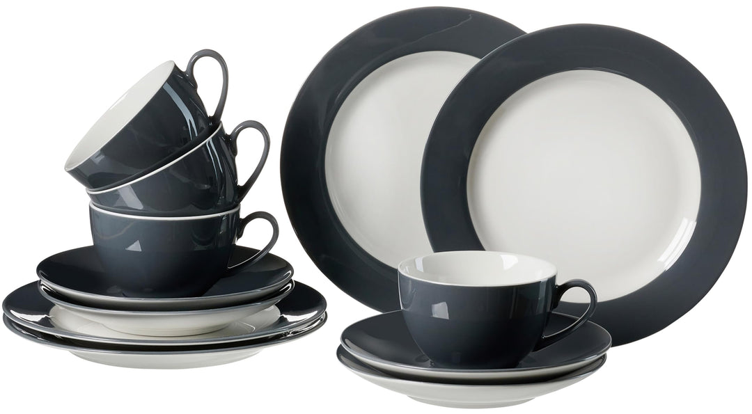 Kaffeeservice Doppio, 12-teilig, Anthrazit Anthrazit Kaffeeservice, Anthrazit Kaffeeservice
