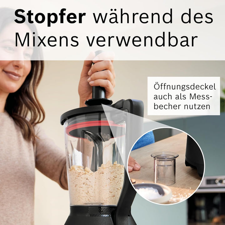 Bosch Zubehör MUZS6MX, Mixbecher, dickwandiges Thermosafe Glas, 1,5l, hitzebeständig, kältebeständig