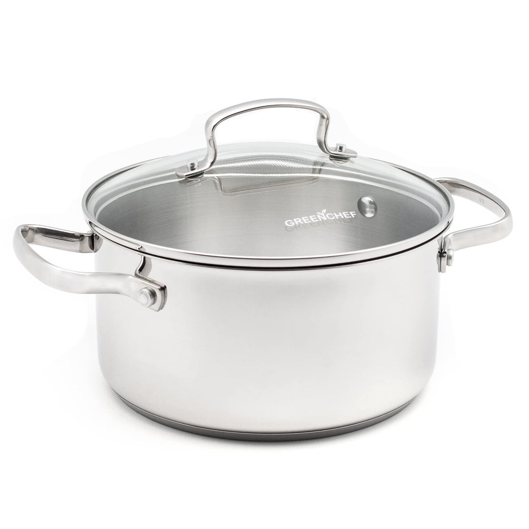 GreenChef Profile Plus Gesunde Keramik Antihaft-Edelstahlkasserolle 18 cm/2,1 Liter mit Deckel aus g