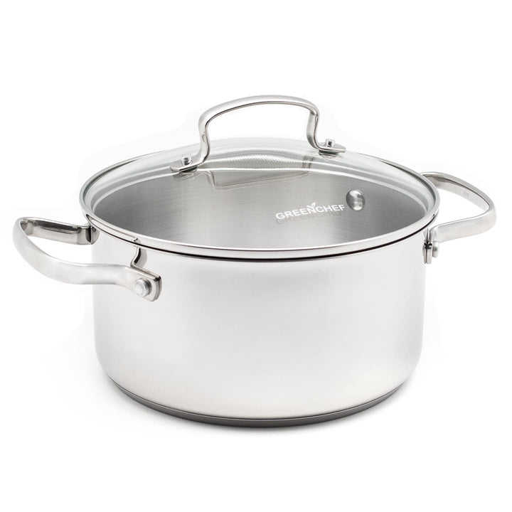 GreenChef Profile Plus Gesunde Keramik Antihaft-Edelstahlkasserolle 18 cm/2,1 Liter mit Deckel aus g
