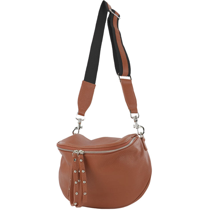 modamoda de - T236 - Umhängetasche Klein Small aus ital. Leder Schokobraun, Schokobraun