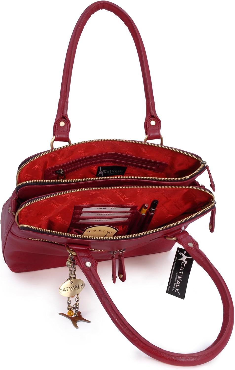 Catwalk Collection Handbags - Leder - Grosse Schultertragetasche/Umhängetasche/Shopper/Tote - Handta