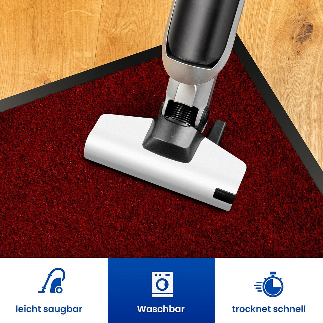 Hochwertige Fussmatte Rot 60x90 gross für Innen & Aussen - Schmutzfangmatte rutschfest, waschbar & w