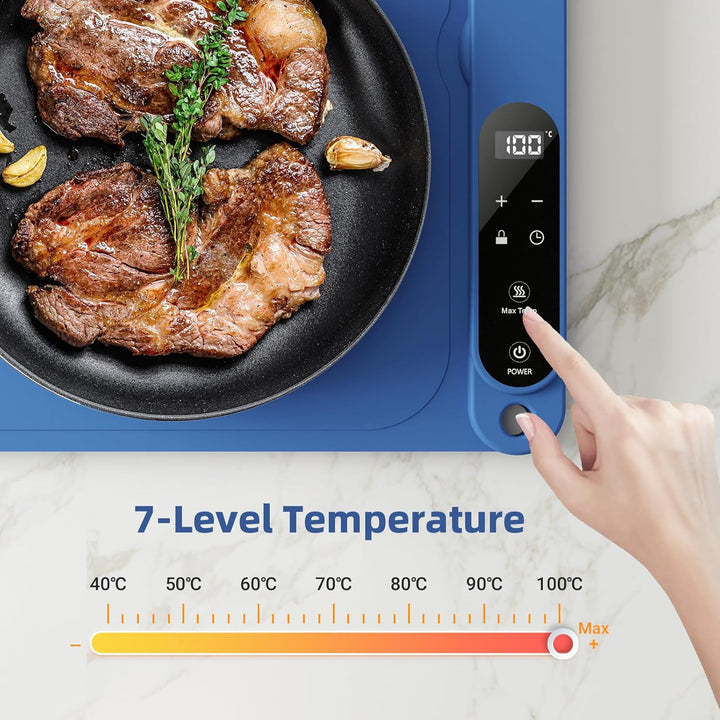 Luxbird Elektrisches Speisenwärmtablett mit Temperaturregelung und Timer, hochwertiges Silikonpad, i