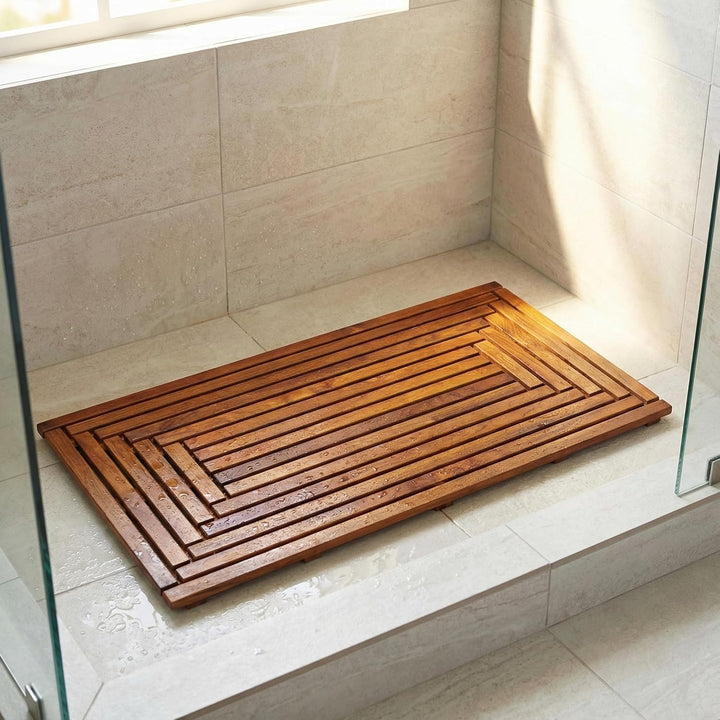 Bare Decor Giza Fussmatte, massives Teakholz, 91,4 x 50,8 cm, Matte