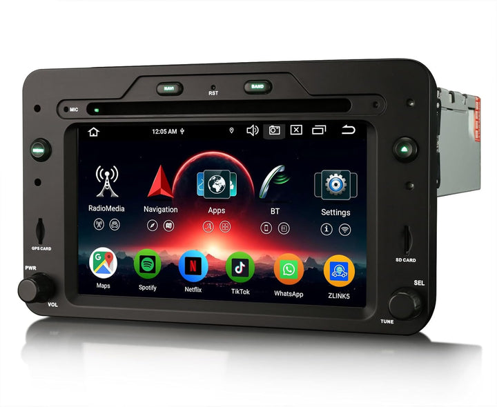 Erisin 8-Kern 4GB+64GB Android 16 Autoradio Bluetooth mit GPS Navigation für Alfa Romeo Spider 159 S