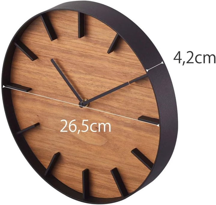 Wall clock - Rin - brown Schwarz Single, Schwarz Single