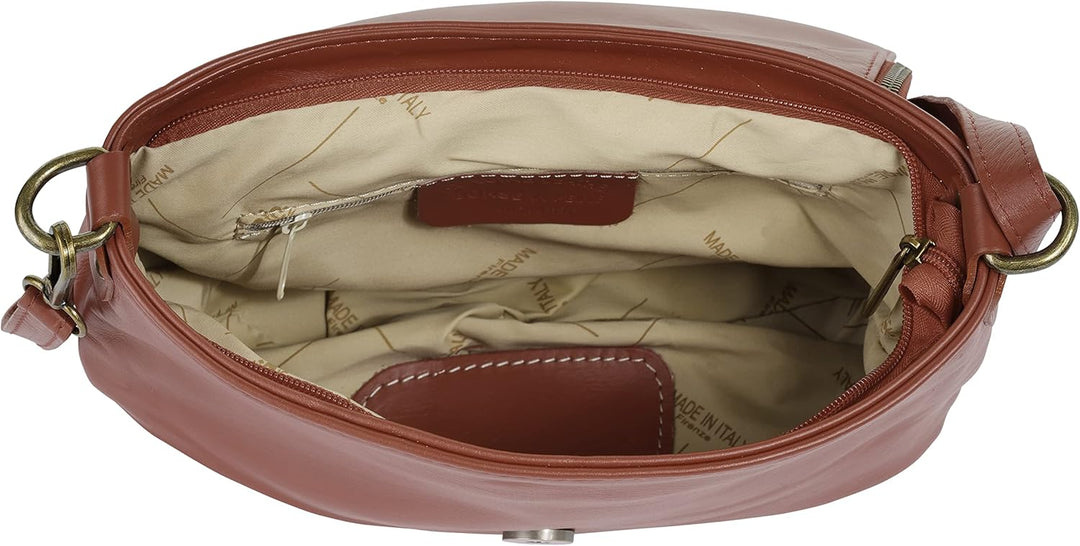 piké Umhängetasche Echt Leder Damen Made in Italy | legere Schultertasche im Slouch-Look | elegantes