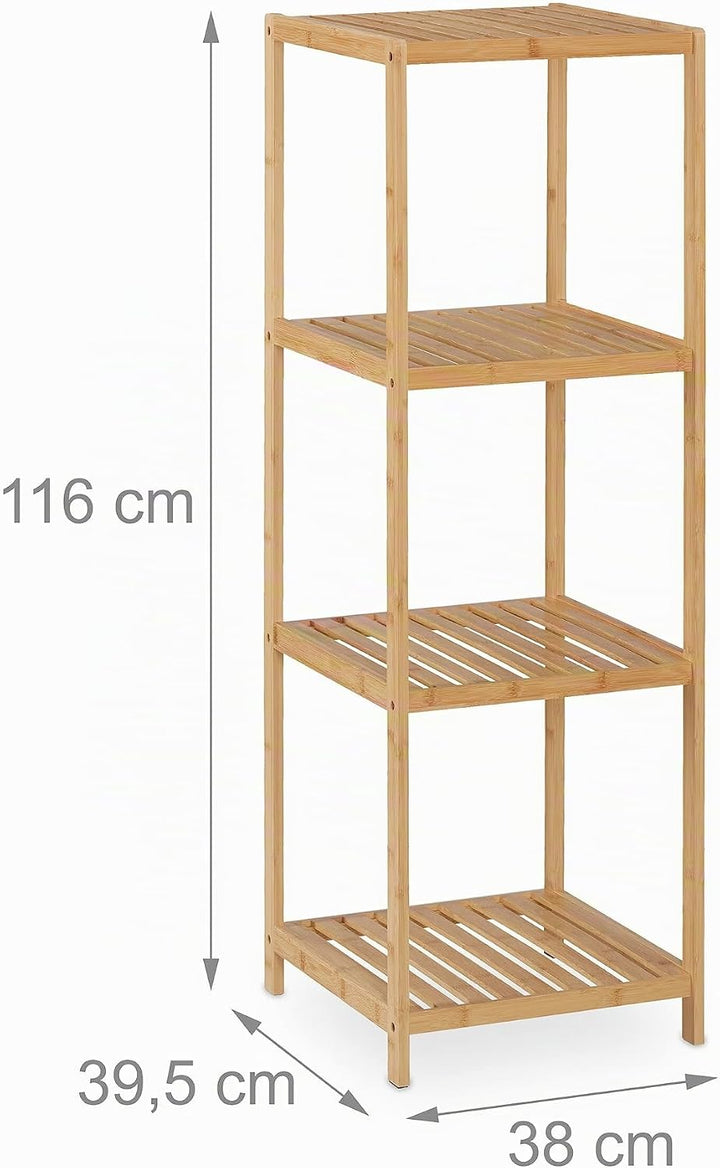 Relaxdays Badregal, Bambus, 4 Ablagen, HxBxT: 116,5x38x39,5 cm, Standregal für Badezimmer &amp; Küche, f