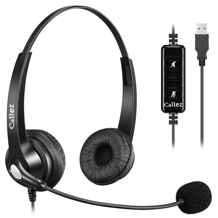 PC Headset USB mit Mikrofon Noise Cancelling & Lautstärkeregler, PC Kopfhörer für Laptop Skype UC Ly