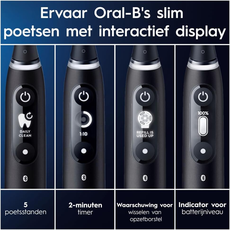Oral-B iO Elektrische Zahnbürsten, 2 Stück, Schwarz und Rosa, Griffe mit schwarzem und weissem Displ