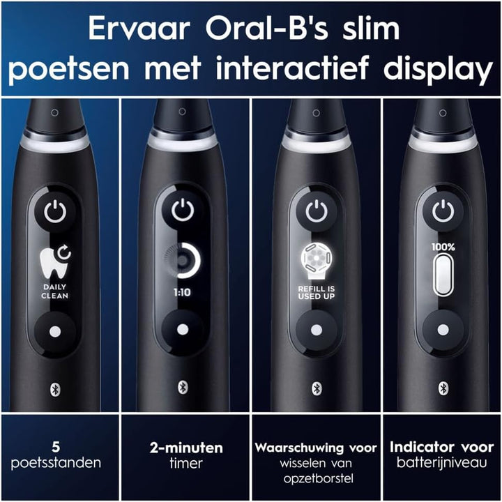 Oral-B iO Elektrische Zahnbürsten, 2 Stück, Schwarz und Rosa, Griffe mit schwarzem und weissem Displ