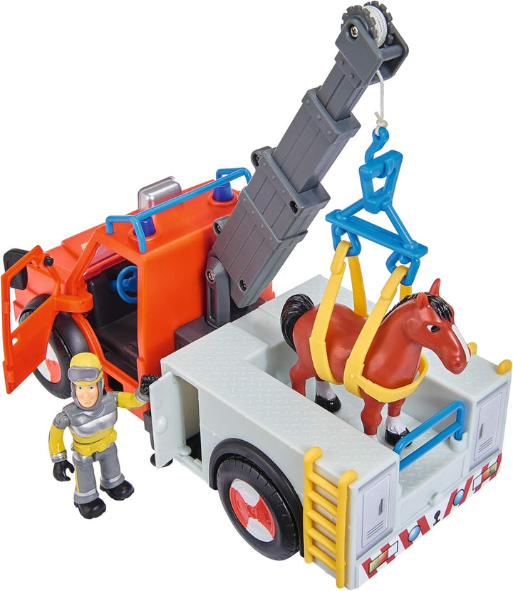 Simba 109258280 - Feuerwehrmann Sam Phoenix mit Figur und Pferd, 23cm, Mit Sam Figur und Pferd, Ausf