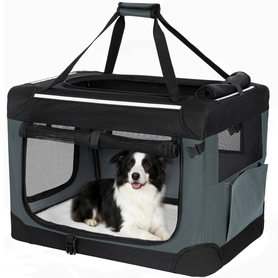 Hundebox Faltbar, Hundetransportbox Tragbare mit 3-Türen, 91,4 x 63,5 x 63,5 cm, Transportbox Hund A