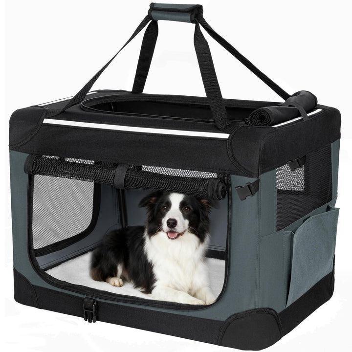 Hundebox Faltbar, Hundetransportbox Tragbare mit 3-Türen, 91,4 x 63,5 x 63,5 cm, Transportbox Hund A