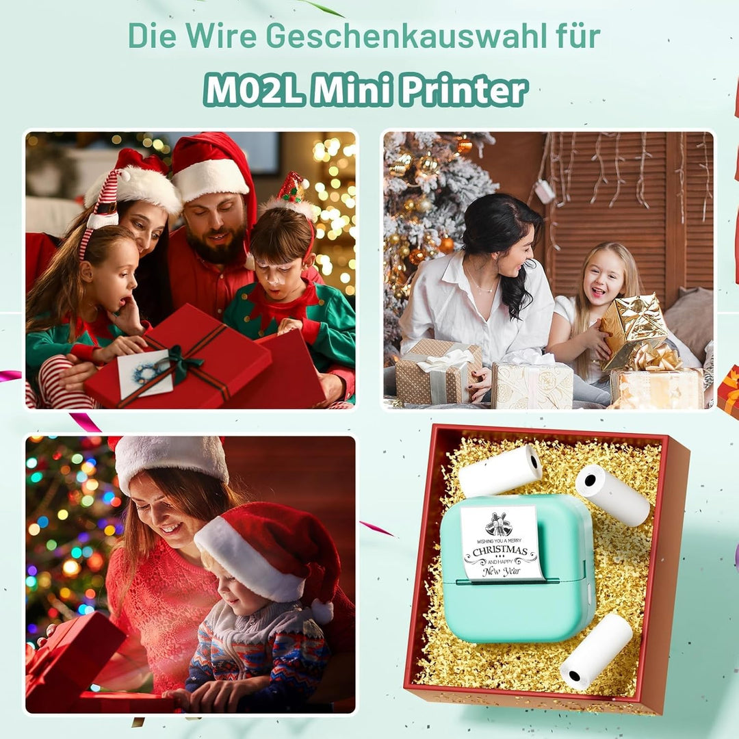 LabelCenter Mini Drucker, Sticker Drucker M02L,Mini Drucker für Smartphone Mini Sticker Drucker,Mini