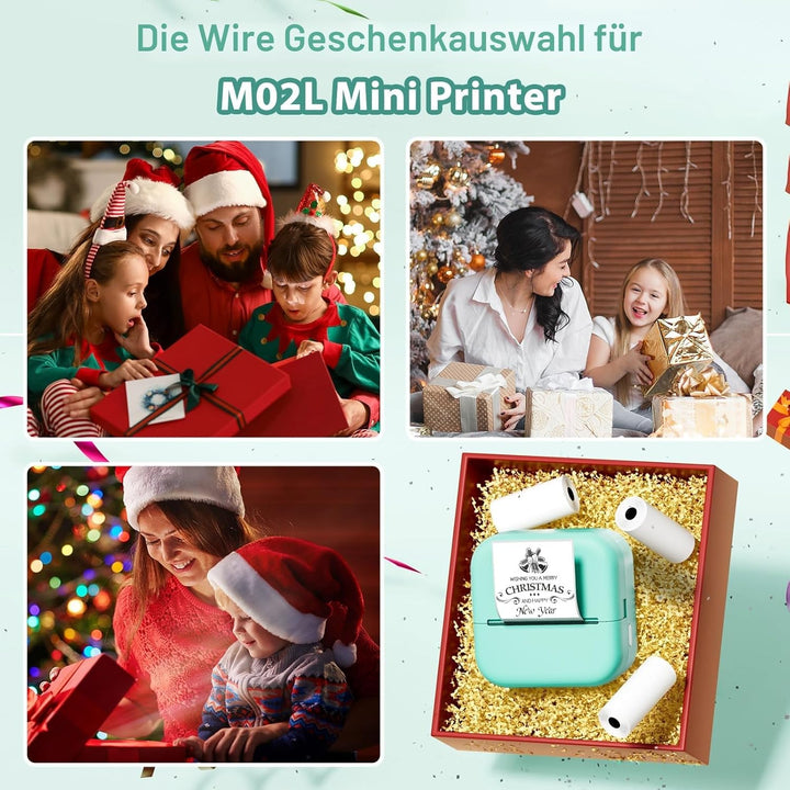 LabelCenter Mini Drucker, Sticker Drucker M02L,Mini Drucker für Smartphone Mini Sticker Drucker,Mini