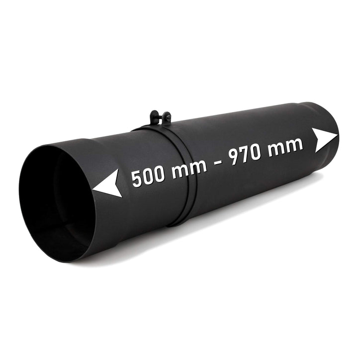 LANZZAS Ofenrohr Teleskoprohr 500-970 mm, im Durchmesser, DN, Ø 150 mm, Farbe: schwarz-metallic - we