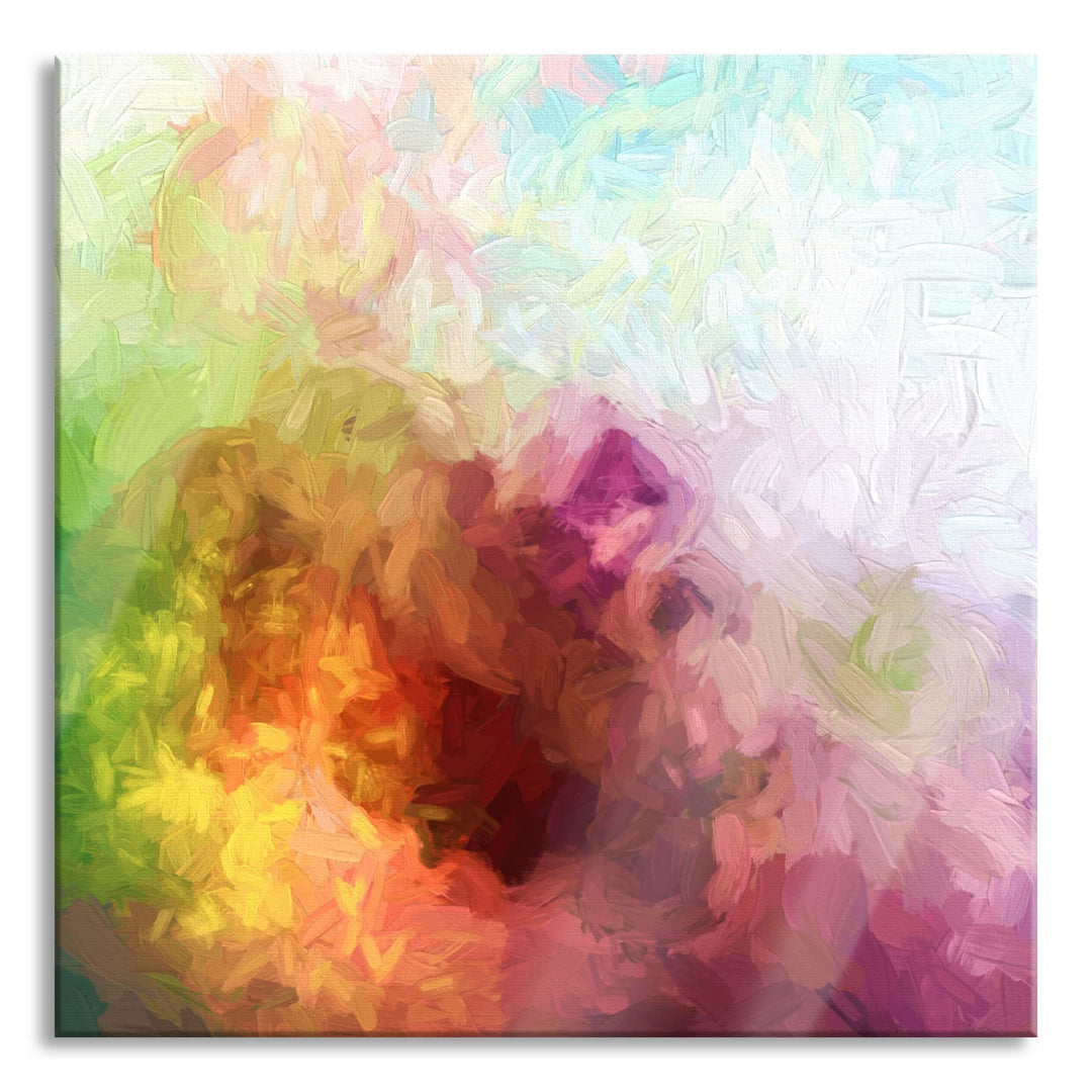 Pixxprint Glasbild | Wandbild auf Echtglas | abstrakte bunte Wasserfarben | 50x50 cm | inkl. Aufhäng