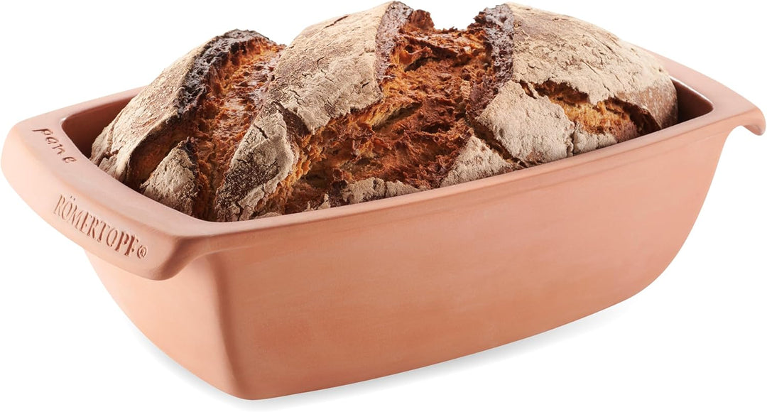 Romertopf Brotbackform aus Keramik Kastenform für 1,5Kg Backgut 34,5cm Brottopf zum Backen von Brot