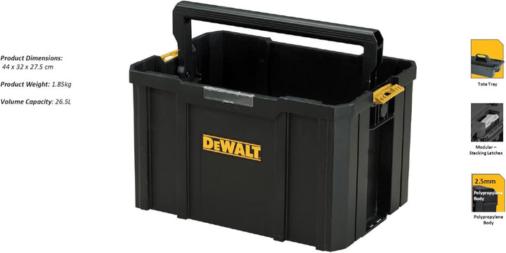 Dewalt TSTAK-Werkzeugtrage (belastbar bis 20 kg, Abmessungen 440 x 314 x 176 mm, klappbarer Handgrif