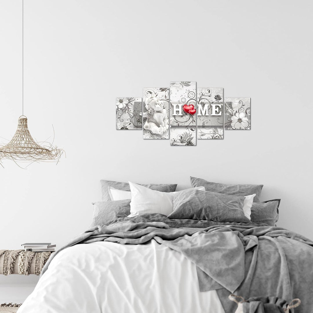 Runa Art Wandbilder Engel Vintage 5 Teilig Bild auf Vlies Leinwand Deko Wohnzimmer Schlafzimmer Blum