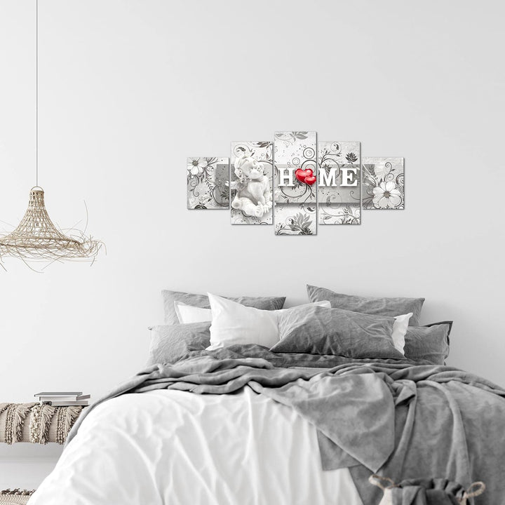 Runa Art Wandbilder Engel Vintage 5 Teilig Bild auf Vlies Leinwand Deko Wohnzimmer Schlafzimmer Blum