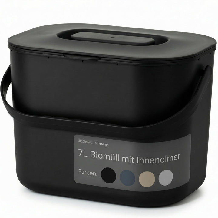 Black Sweden Home Biomülleimer Küche - 7L - Design Komposteimer mit Sieb - Bio-Mülleimer Geruchsdich
