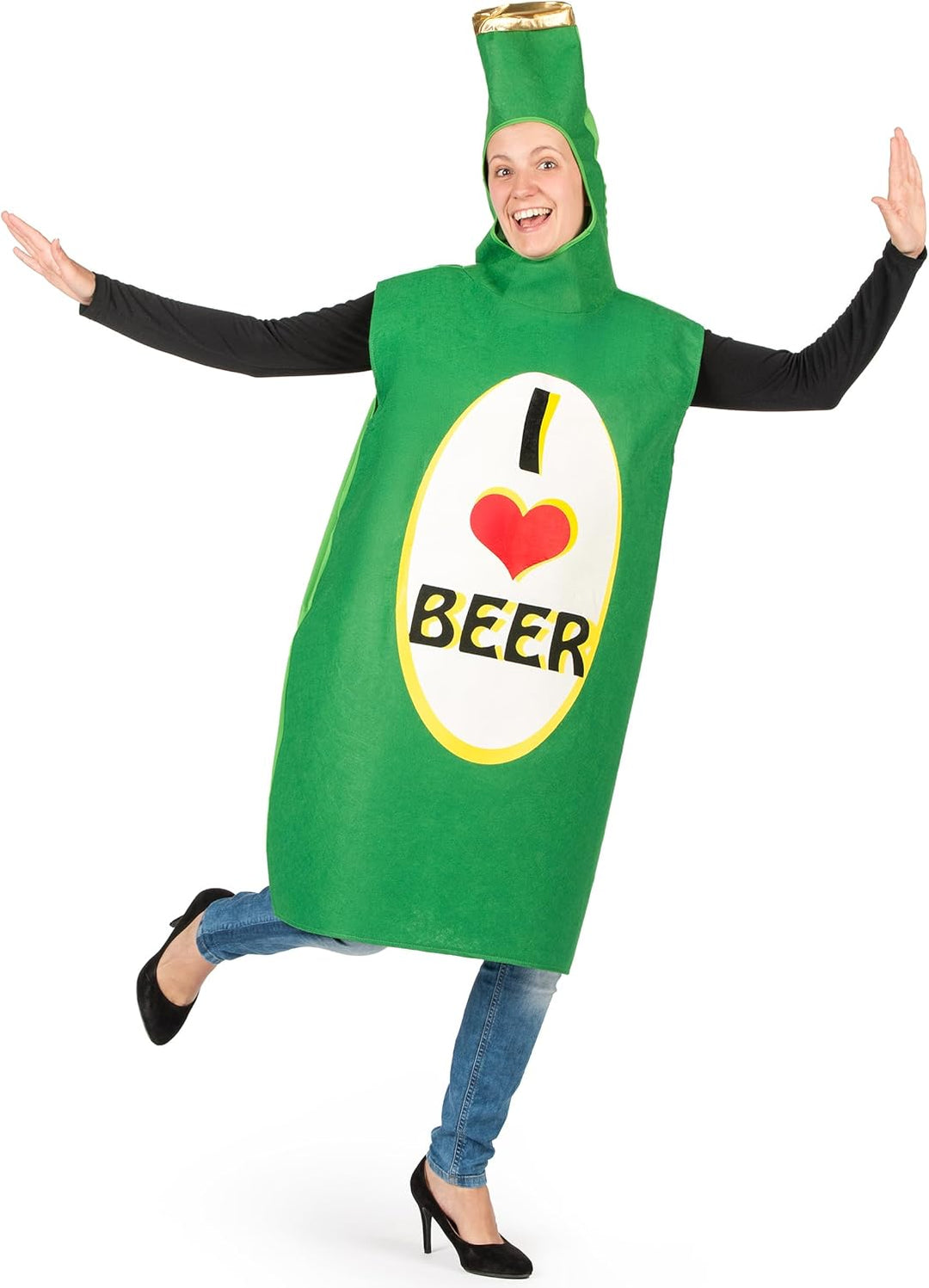 DEGUISE TOI Bierflasche Kostüm für Erwachsene grün I Love Beer
