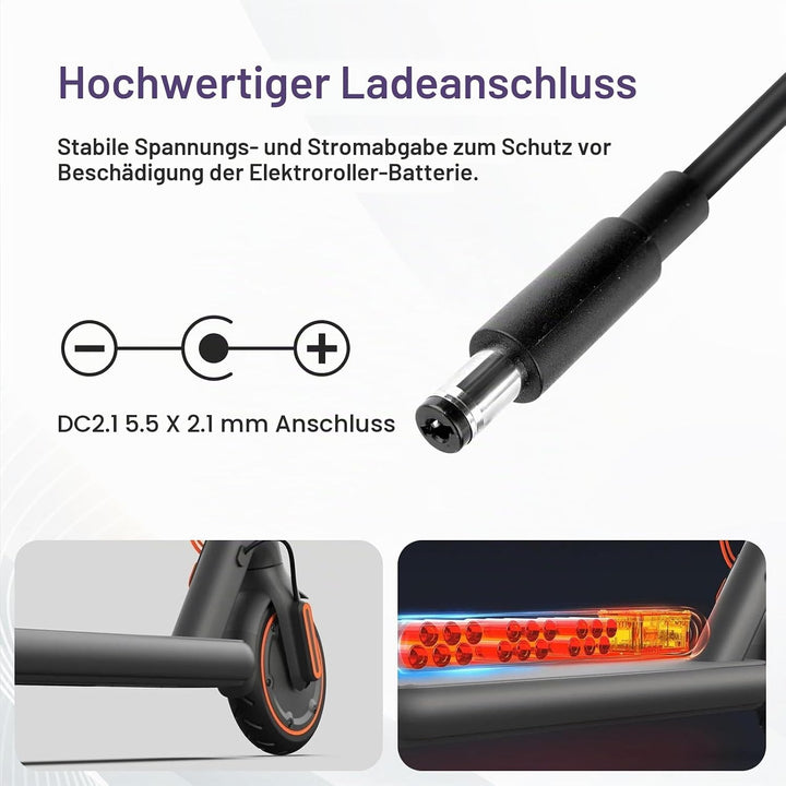 Ladegeräte für Scooter, 24.2V 1.5A E Scooter Ladegerät, Hoverboard Ladekabel für Xiaomi Electric Sco