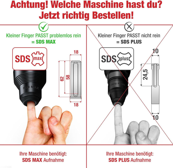 SCHWABENBACH ® SDS Max Meissel Set - 4tlg. 25mm + 50mm + 50mm (Abgewinkelt) + Spitzmeissel - EXTREM