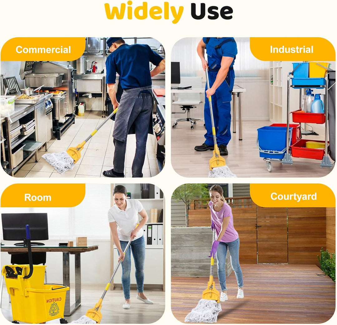 Kommerzieller industrieller Wischmopp mit 61 Zoll Moppgriff, Schnurwischer, robuster Bodenreiniger,