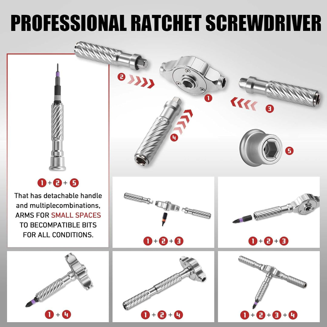 Ratschen Schraubendreher Set, 66 in 1 Magnetisch Schraubendreher Set, S2-Stahlbits, DIY-Kombinations