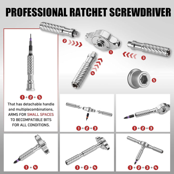 Ratschen Schraubendreher Set, 66 in 1 Magnetisch Schraubendreher Set, S2-Stahlbits, DIY-Kombinations