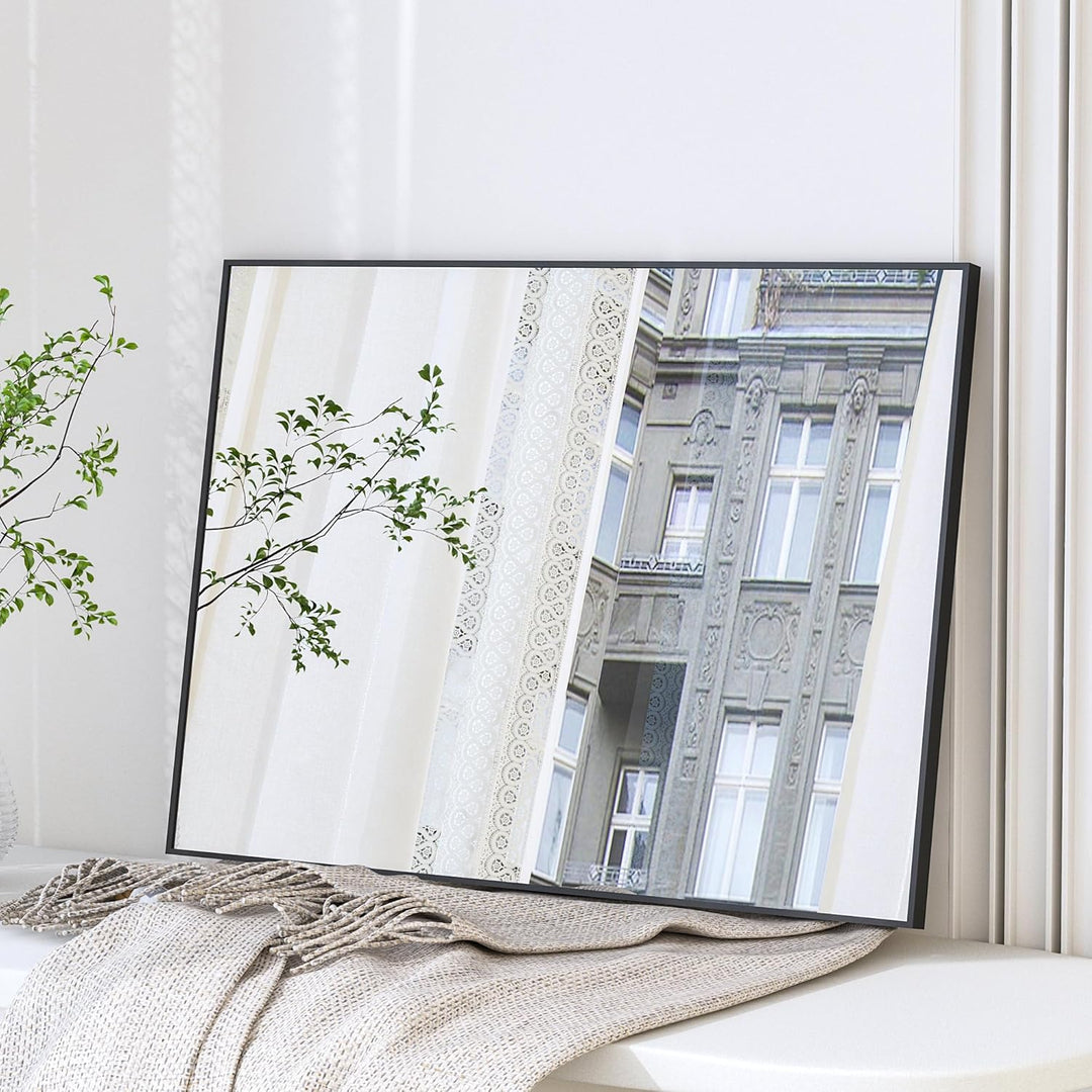 Boromal Spiegel Schwarz 120x70cm Rechteckiger Wandspiegel mit Aluminiumrahmen für Badezimmer 120L x