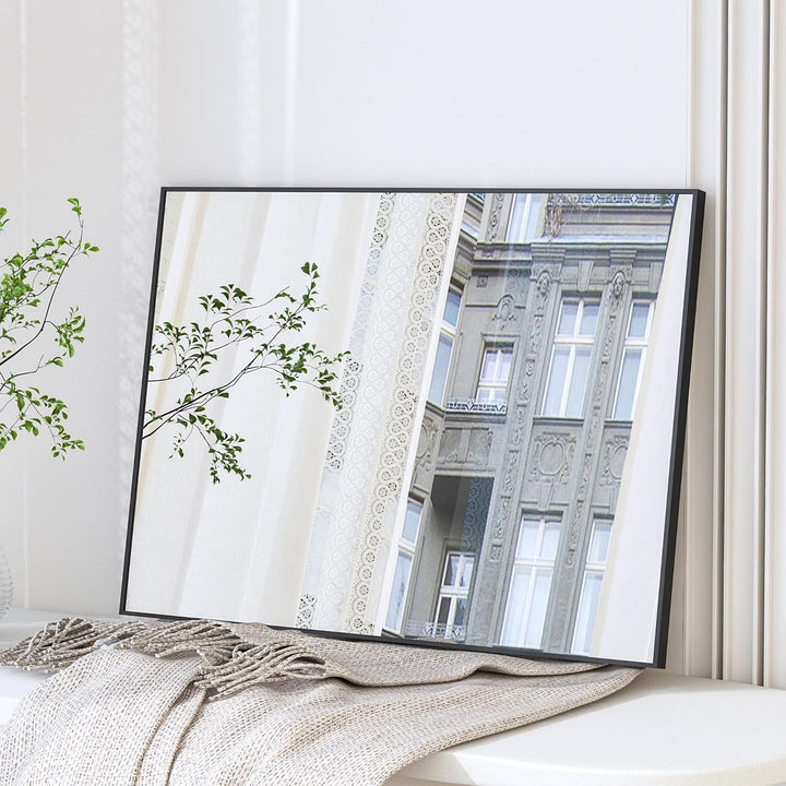 Boromal Spiegel Schwarz 120x70cm Rechteckiger Wandspiegel mit Aluminiumrahmen für Badezimmer 120L x