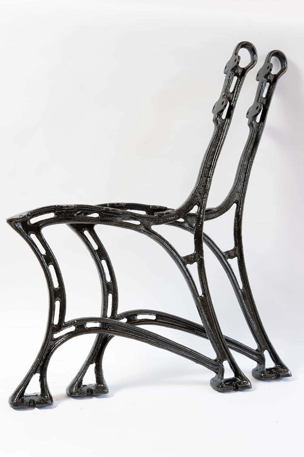 SEZAM Bankfüsse aus Gusseisen Schwarz x 2 Stück, mit Rückenlehne - 51 x 36 x 75 cm, für 6 Holzbankbr