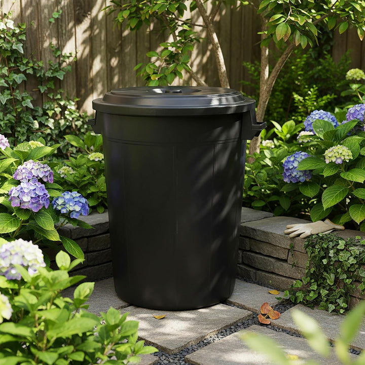 Spetebo Universaltonne 100 Liter mit Deckel - schwarz - Kunststoff und 2 Tragegriffen