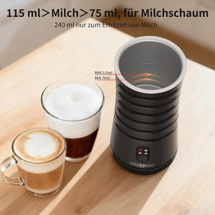 PARIS RHÔNE Milchaufschäumer Elektrischer, 4-in-1-Milchaufschäumer, Geeignet für Heissen und Kalten