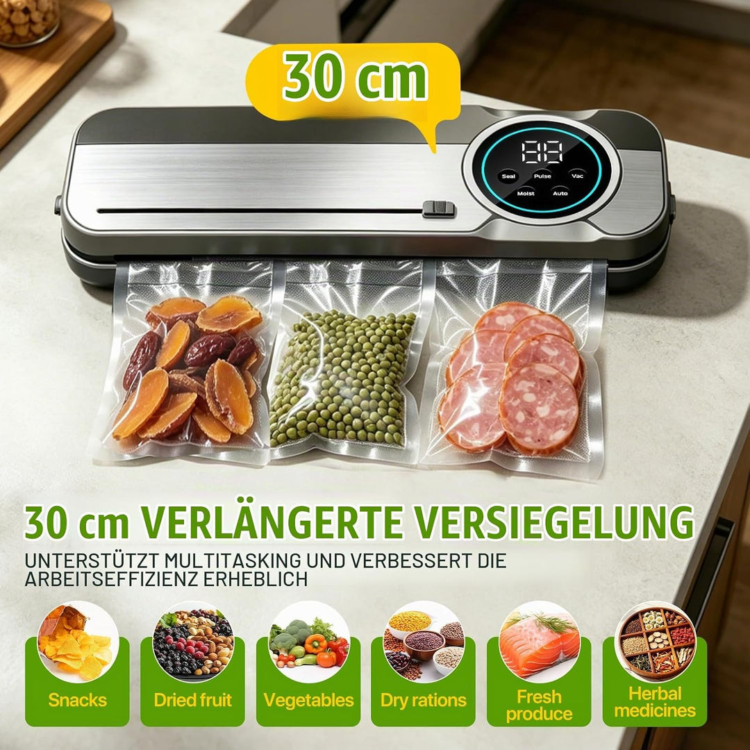 RoserRose 6 in 1 Vakuumiergerät, 120W Vacuum Sealer Machine mit Trocken-/Moist-Modus, 75 kPa Foliens