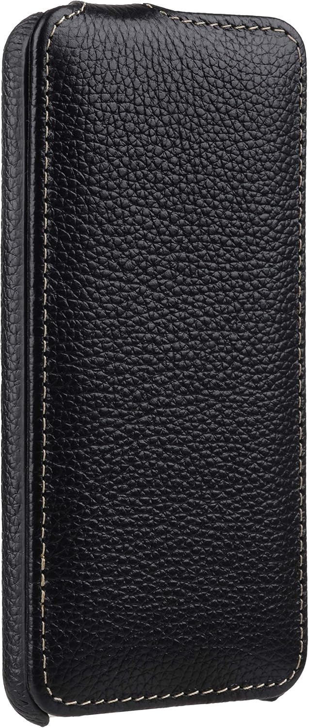 STILGUT UltraSlim kompatibel mit Google Pixel 5 Hülle – Pixel 5 Flip Case aus Leder, Klapphülle, Han