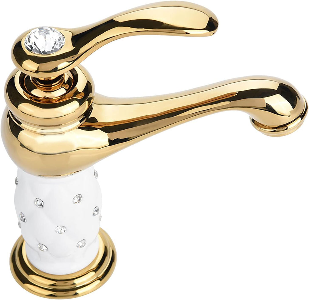 Aramox waschtischarmatur, Solide Messing Mischbatterie Kalt/Warmwasserhahn mit Strass Ornamente für