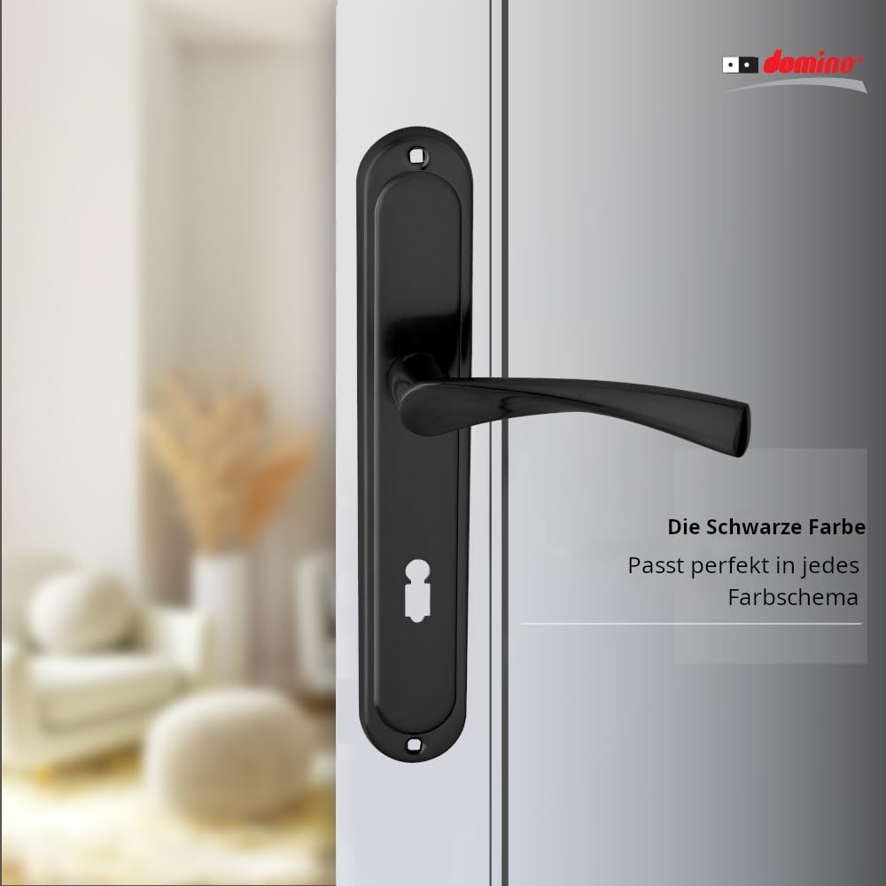 domino Türgriff 72 Drückergarnitur BB-Buntbart Set Langschildgarnitur Türklinke für Zimmertür, Bürot