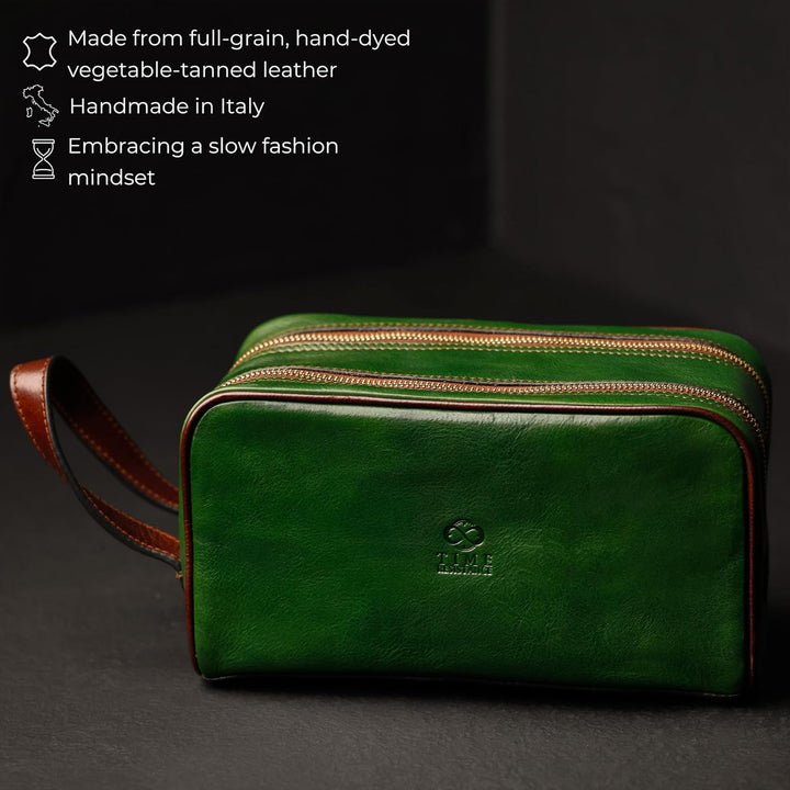 Kulturbeutel Leder Herren - Kosmetikbeutel - Waschtasche für Männer - 100% Echtleder - Hochwertige K